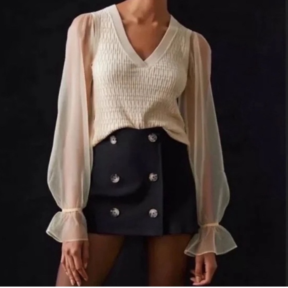 Maeve by Anthropologie Sheer Sleeve Sweater Size M